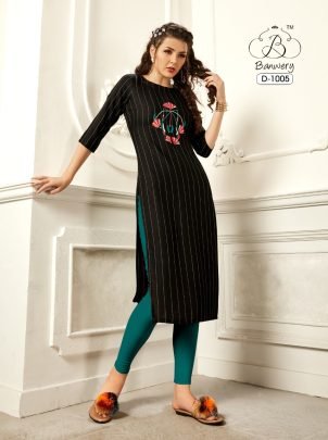 Banwery Present Rayon Weaving Handmade Embroidery Work Kurti