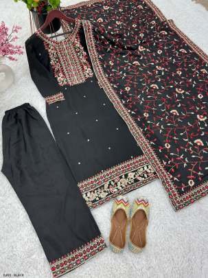 Beautiful Black Color Chinon Silk Salwar Suit