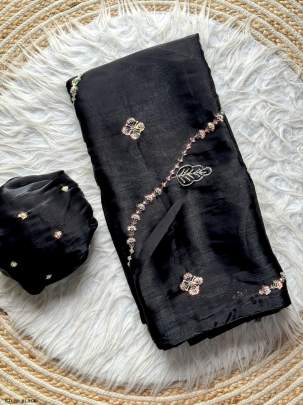 Beautiful Black Jimmy Choo Hand Work Saree 