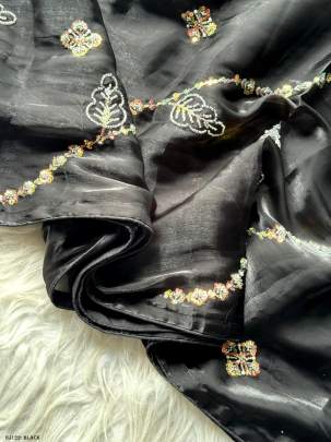 Beautiful Black Jimmy Choo Hand Work Saree