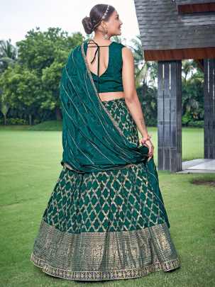 Beautiful Bottle Green Thread Work Stitched Lehenga choli