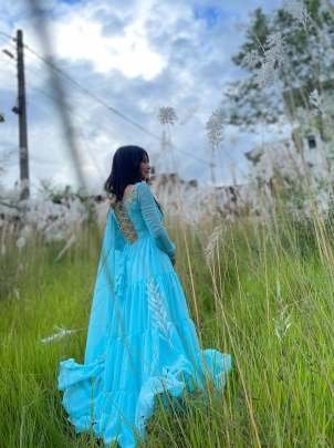 Beautiful Designer Sky Blue Georgette Suit Set