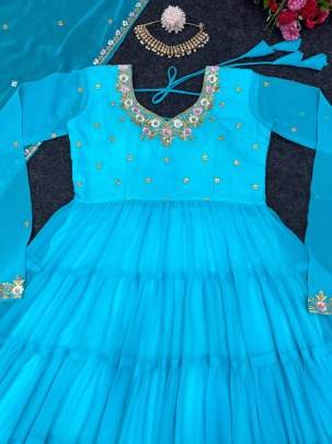 Beautiful Designer Sky Blue Georgette Suit Set