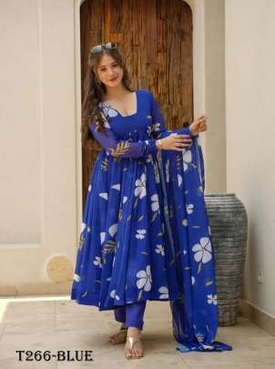 Beautiful Desiner Blue Georgette Suit Set