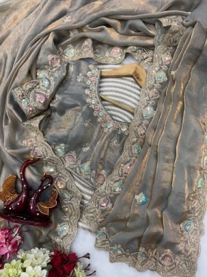 Beautiful Dual color Sequence Saree 