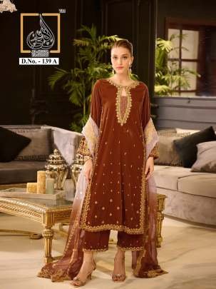 Beautiful Heavy Embroidery Work Brown Suit Set