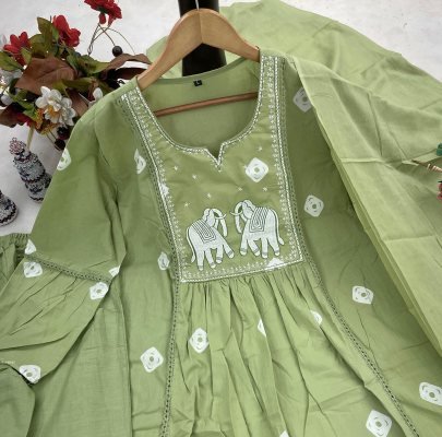Beautiful Kurti Set In Green Color