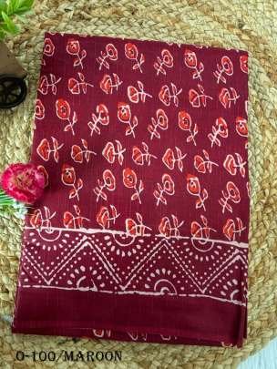 Beautiful Maroon Cotton Saree