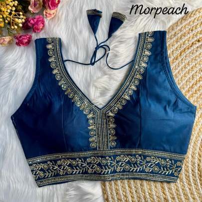 Beautiful Morpeach Heavy Work Ready To Wear Blouse For Dulhan