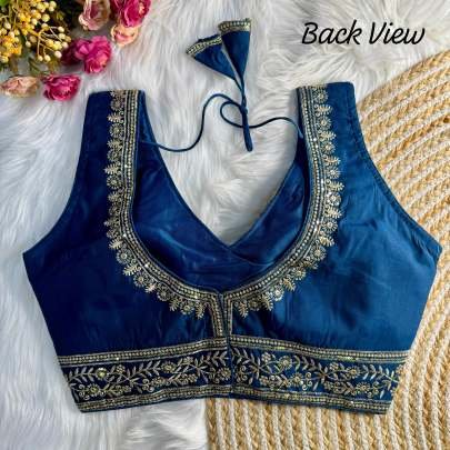 Beautiful Morpeach Heavy Work Ready To Wear Blouse For Dulhan