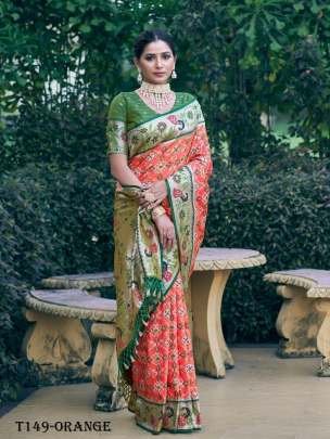 Beautiful Orange Paithani Saree With Colorful Tassels