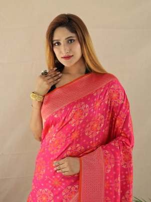 Beautiful Pink Handloom Soft Silk Weaving Sarees