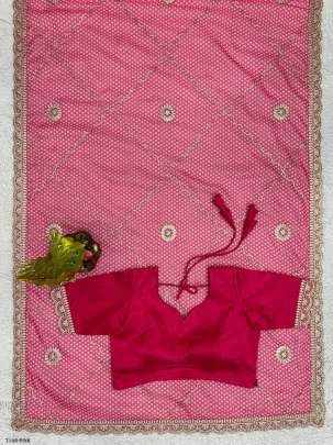 Beautiful Pink Tibby Silk Saree With Digital Print