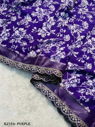 Beautiful Purple crape saree with all over floral design