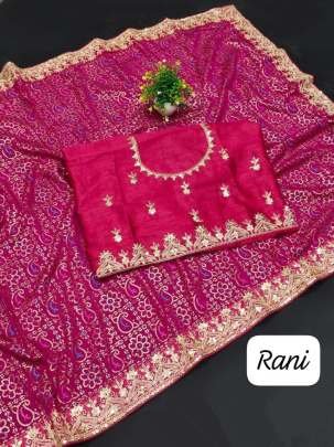 Beautiful Rani Color Vichitra Silk Saree