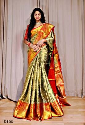 Beautiful semi kanjivaram silk with rich pallu saree