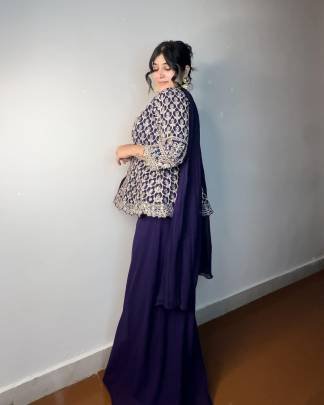 Beautiful  Three Piece Suit  In Purple Color