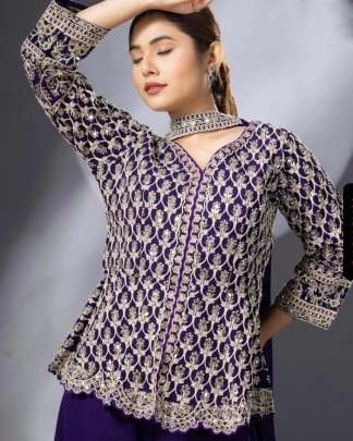 Beautiful  Three Piece Suit  In Purple Color