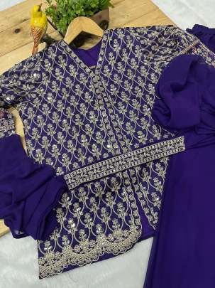 Beautiful  Three Piece Suit  In Purple Color