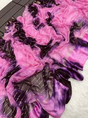 Beautiful Viscose Double Shaded Pink Tie Dye Saree