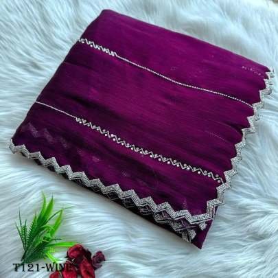 Beautiful Wear Wine Jimmy Choo Handwork Saree