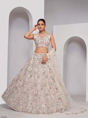 Beautiful  White Soft Net Lehenga Choli For Women