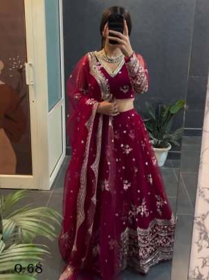 Beautifull Georgette Embroidered Cherry Lehenga