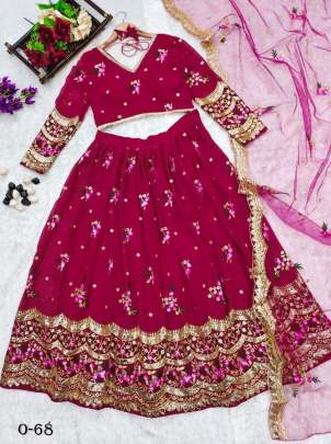 Beautifull Georgette Embroidered Cherry Lehenga