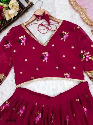 Beautifull Georgette Embroidered Cherry Lehenga