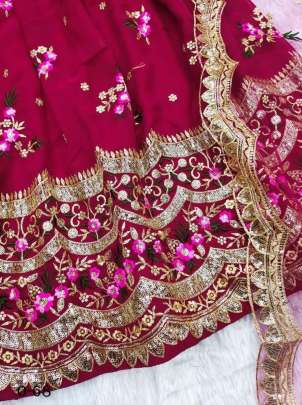 Beautifull Georgette Embroidered Cherry Lehenga