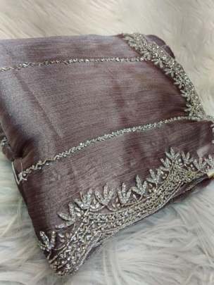 Best Grey Zimmy Choo Handwork Saree