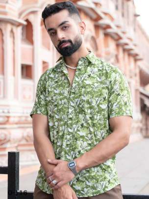 New Design Pista Green Cotton Shirt