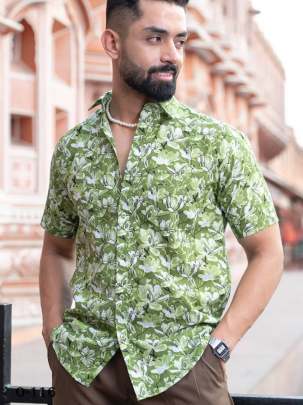 New Design Pista Green Cotton Shirt