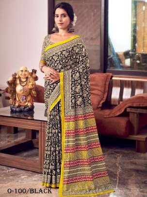 Black Mulmul Cotton Designer Saree