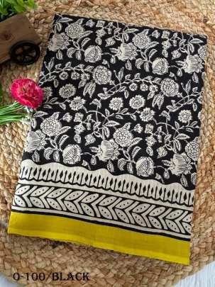 Black Mulmul Cotton Designer Saree