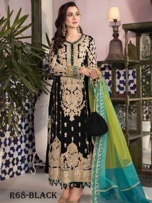 Black Pakiskani Georgette Unstitched Suits