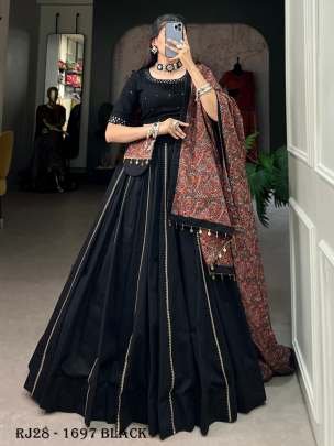 Black Printed Pure Cotton Garba Special Chaniya Choli