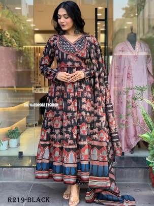 Black Pure Cotton Readymade Anarkali Suits Sets