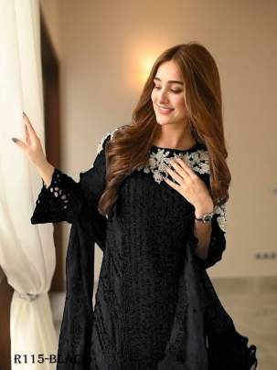 Black Trending Sequence Readymade Designer Suits With Pent And Georgette Dupatta