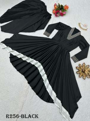 Black Trendy Thread Work Silk Dhoti Suits