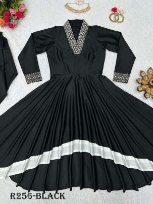 Black Trendy Thread Work Silk Dhoti Suits