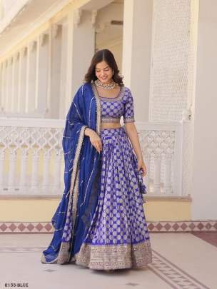 Blue Sequence Embroidered Lehenga Choli With 3 5 Meter Flair