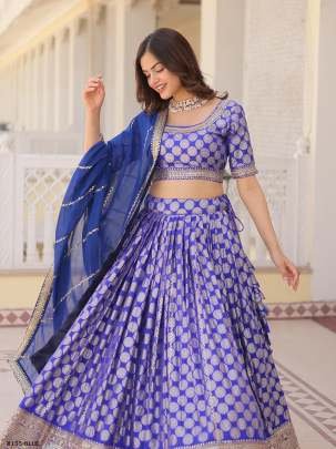 Blue Sequence Embroidered Lehenga Choli With 3 5 Meter Flair