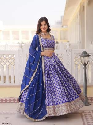 Blue Sequence Embroidered Lehenga Choli With 3 5 Meter Flair