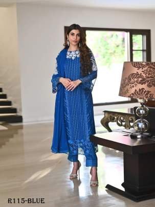 Blue Trending Sequence Readymade Designer Suits With Pent And Georgette Dupatta