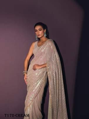 Bollywood Collation Cream Georgette Saree