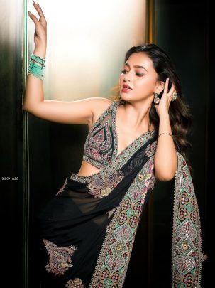 Bollywood Special Tejasvi Prakash Black Georgette Saree