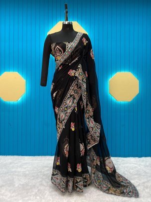 Bollywood Special Tejasvi Prakash Black Georgette Saree