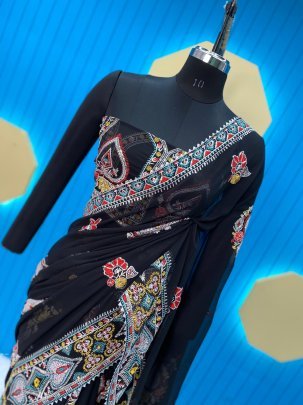Bollywood Special Tejasvi Prakash Black Georgette Saree
