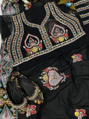 Bollywood Special Tejasvi Prakash Black Georgette Saree